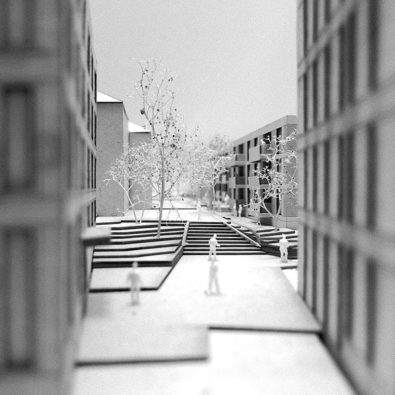 amreinherzig-098-studie-cham-zentrum-modell-2 <b>098.</b> Studienauftrag<br>Sinserstrasse 3–13, Cham, 2020 – Projektwettbewerb, 1. Rang